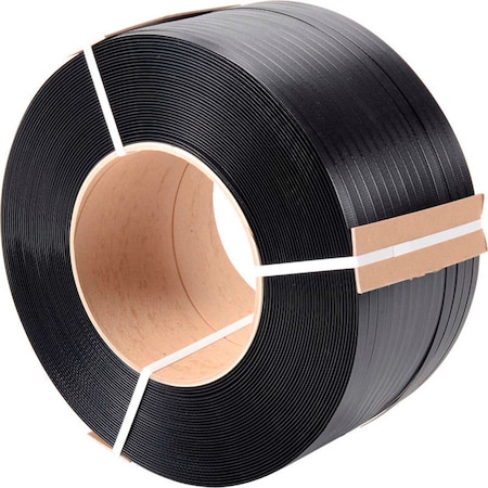 Global Industrial Polypropylene Strapping, 1/2W x 6000'L x 0.030 Thick, 8 x 8 Core, Black 422824